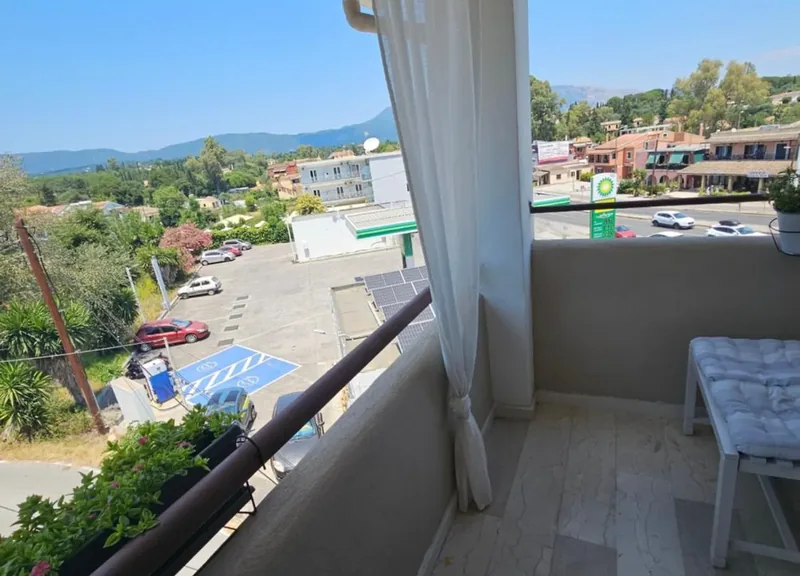 View from the Eda House balcony over Gouvia village and the hills beyond
